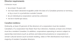 Incorporating in Canada, Director requirements